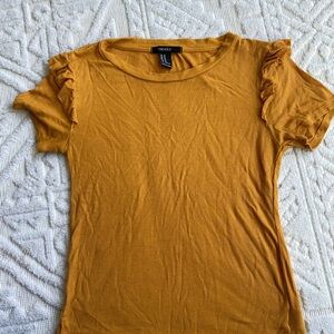 Forever 21 Mustard Ruffle Sleeve Top